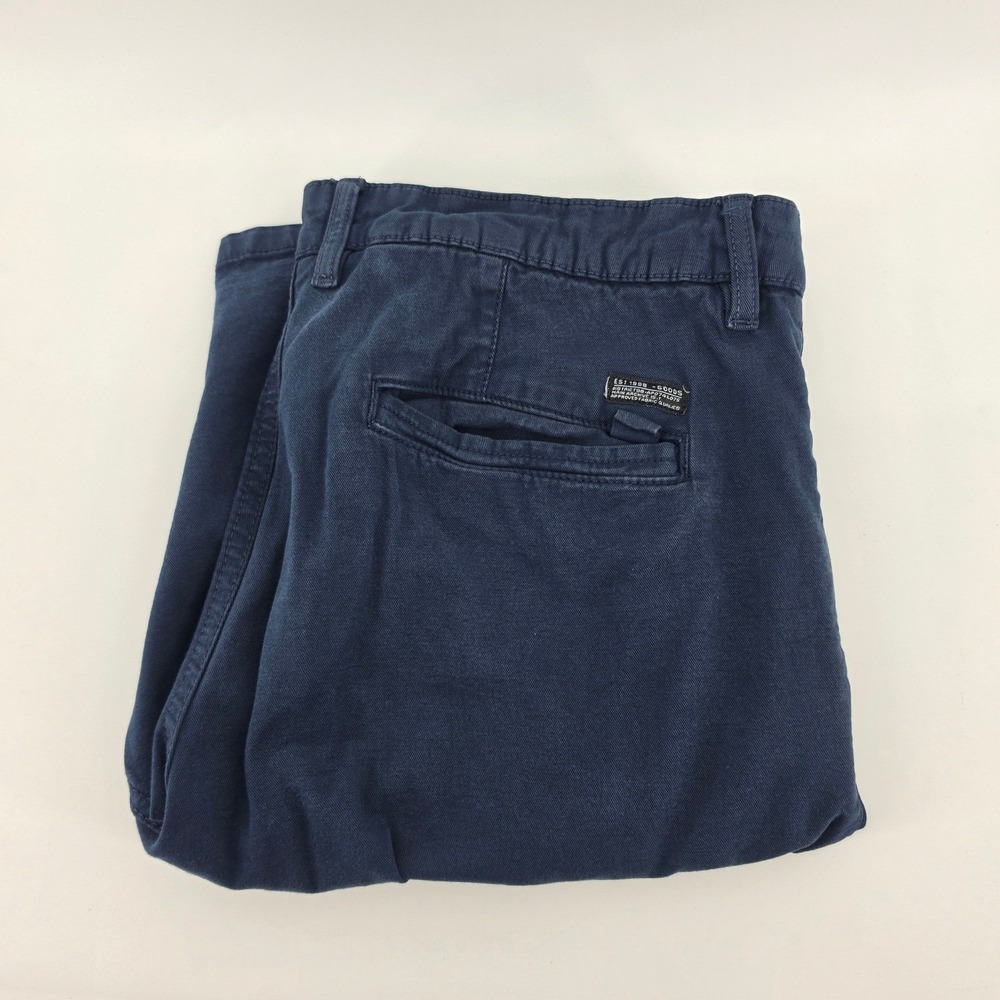 Bershka Mens Chino Shorts Size 31 x 10 Navy Blue Twill Flat Front Summer Casual